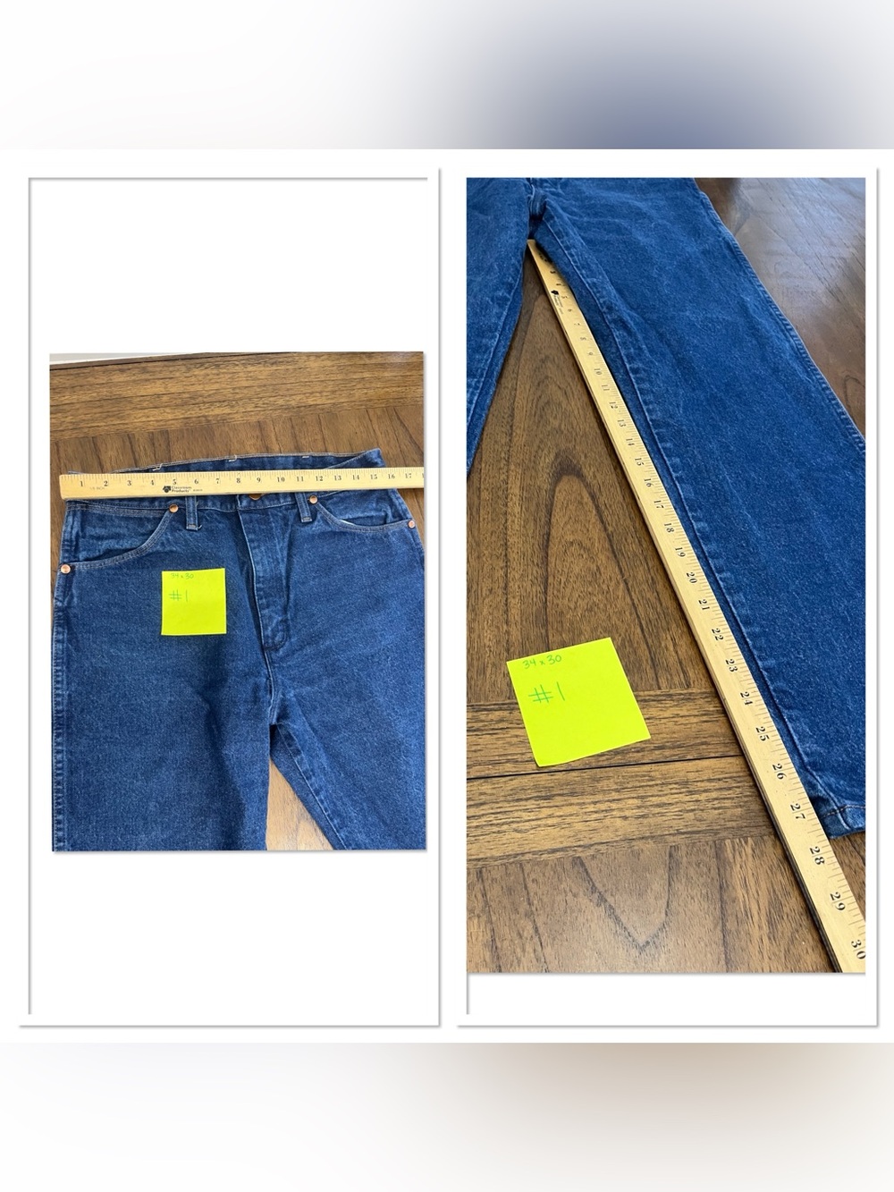 Bundle of 3 Classic Wrangler Jeans tag 34 x 30 actual 32 x 28 - Picture 9 of 11